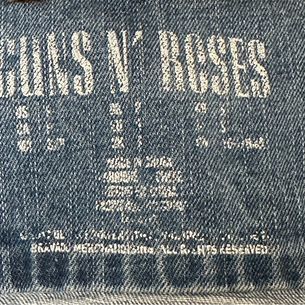 Guns N’ Roses Distressed Denim Trucker Band Jacket Leopard Faux Fur Collar M - Picture 13 of 15